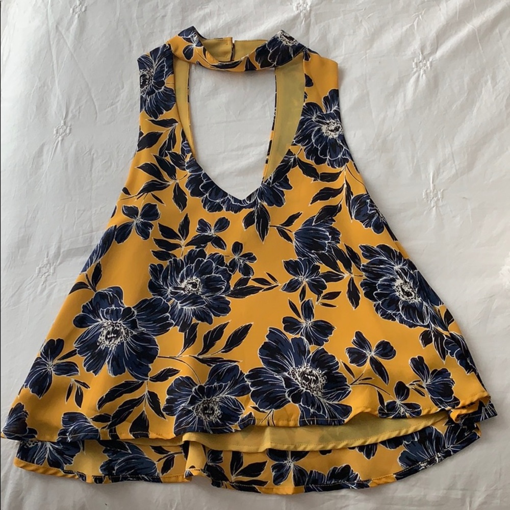 Yellow and Navy Blouse